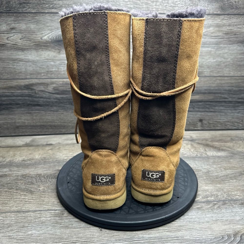 Tall UGG Whitley Moccasin Boots Sheepskin Suede Leather Lace Up Size 5 - Picture 6 of 6